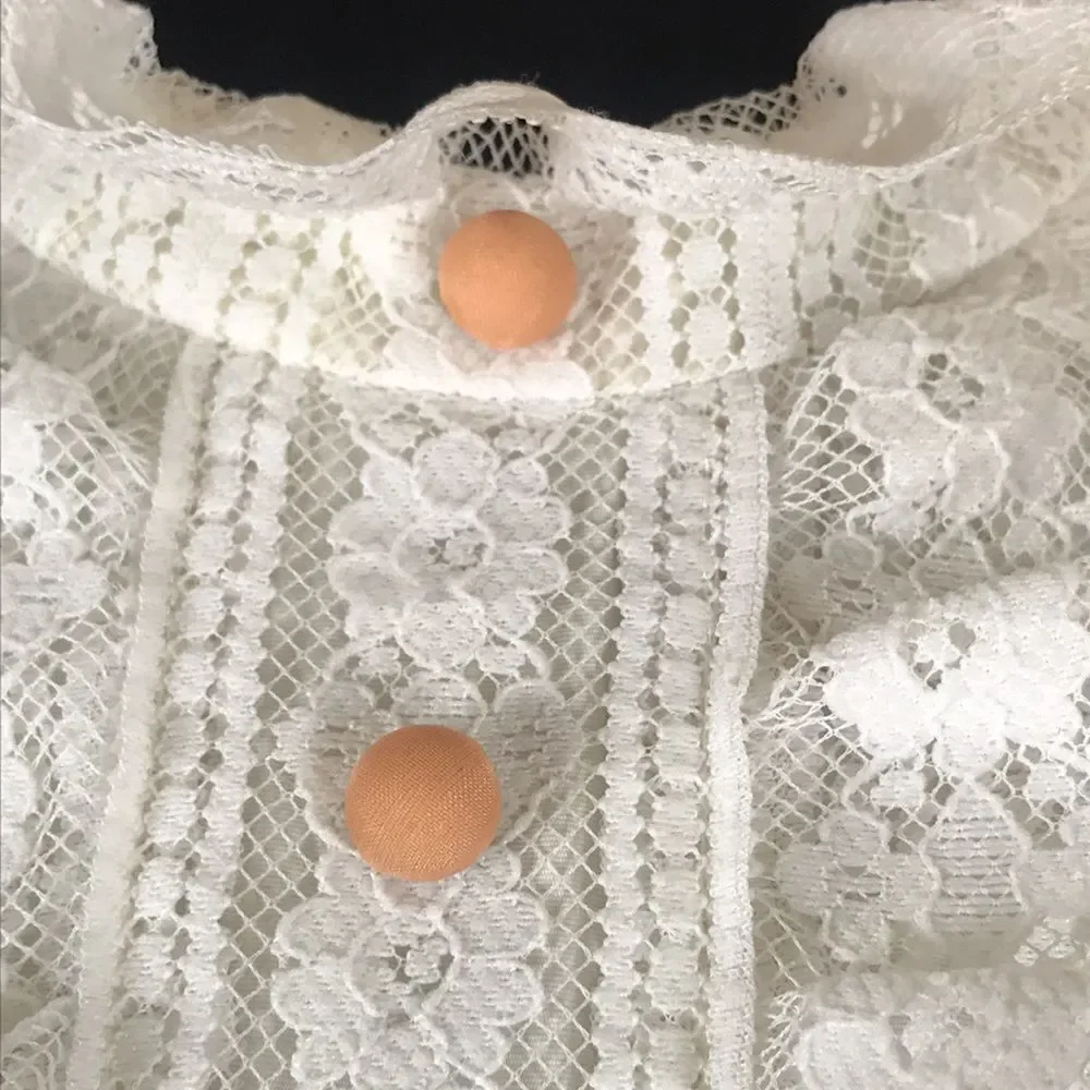 VTG,Handmade peach Pink Orange Formal Lace Women Dress 👗 Size S Aproximadamente